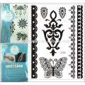 1PC Fashion Flash Waterproof Tattoo Women Black Ink Henna Jewel Sexy Lace Wedding Henna Temporary Tattoo Sticker j008